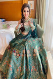 Attarctive Vibrant Lovely Green Lehenga Choli With Sequein Duptta