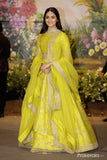 Designer Wedding Wear Yellow Printed Lehenga