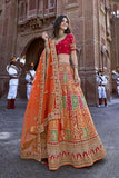 Appealing Light Orange Colored Soft Silk Lehenga Choli Party Wear