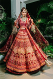 Red  Soft Mono Net Lehenga Choli For Wedding