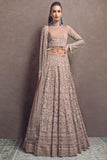 Intricate Peach Colour Indian wedding lehenga design