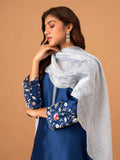 Sea Blue Colored Chanaderi Dupatta