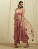 Peach colored Organza Dupatta