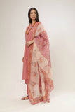 Pink Jade block printed dupatta